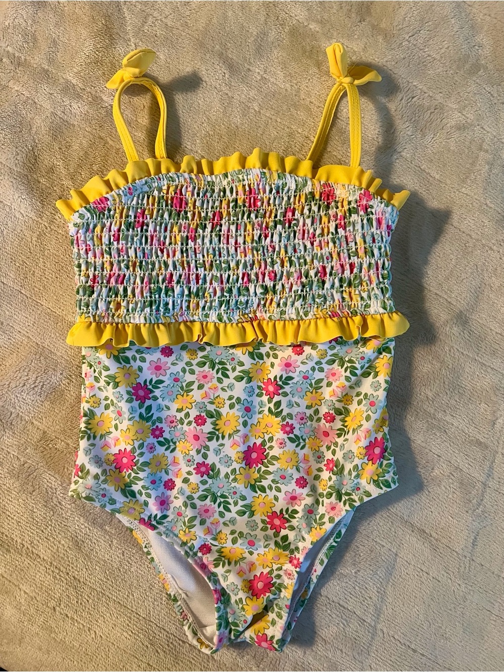 Nicole Miller Yellow Floral Kids One-Piece Swimsuit